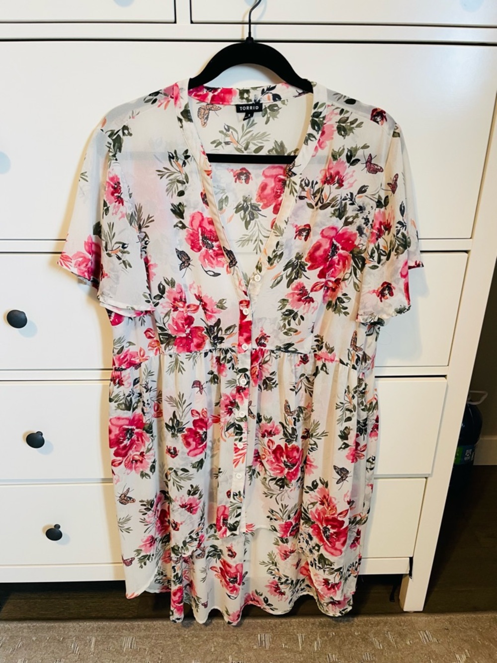 Torrid Floral Button-Front Babydoll Top